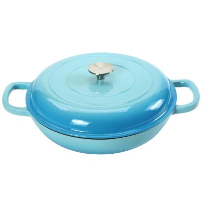 China Sustainable Wholesale Cookware Enameled Shallow Pot Round Cast Iron Dutch Oven Casserole Pot for sale