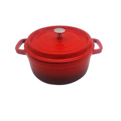 China Sustainable Red Round Enamel Cast Iron Casserole Pot / Cast Iron Cookware BSCI LFGB Approved for sale