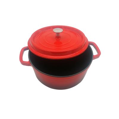 China Wholesale 28cm Sustainable Shape Red Enamel Cast Iron Round Roaster Dutch Oven For Europe for sale