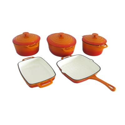 China Sustainable High Quality Cast Iron Enamel Dutch Oven Set Cast Iron Casserole Set Cast Iron Enamel Pot for sale