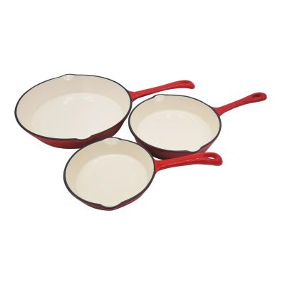 China General Use for Gas and Induction Cooker Enamel Cast Iron Round Frying Pan Custom Cast Iron Frying Pan Used for Cooking for sale