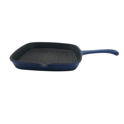 China General use for gas and preseasoned induction cooker nonstick porcelain square/enamel cast cookware grill griddle pan supplier for sale