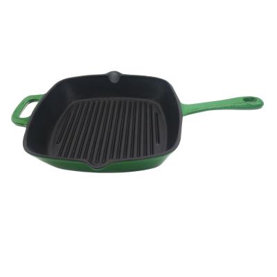 China General use for Gas Cast Iron and Induction Cooker Pre-Seasoned Grill Pan Size 26X26cm LFGB and BSCI Qualified for sale