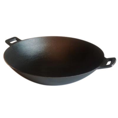 China Pre seasoned induction cast iron wok pan cast iron cookware home kitchen viable with handles for sale