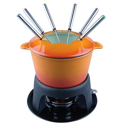 China Sustainable Cookwin Enameled Cast Iron Fondue Set In Various Color for sale