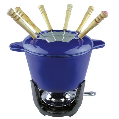 China Viable cast iron fondue pot and 6 fondue forks included for cheese fondue for sale