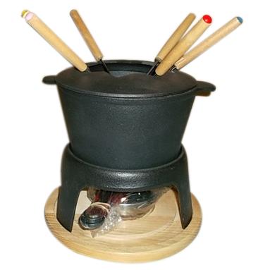 China Pre-Seasoned Cheese Viable 17cm Chocolate Melting Pot Hot Melt Fondue Set for sale