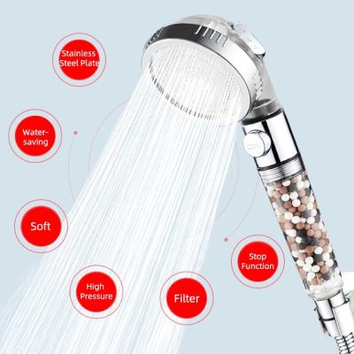 China Without diverter removal impurities and chlorine trim high pressure shower head with mesh and water stop for sale