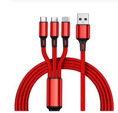 China Factory Price Hot Selling Multi Connector MP3/MP4 Player Quick Charging Nylon Braided 3 In1 Usb Cable for sale