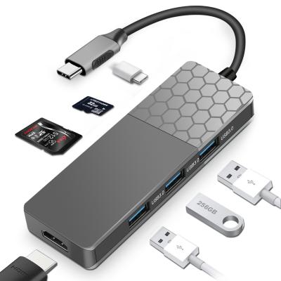 China Charging+Data Transfer+Video Output 7-in-1 Portable Type C HUB for MacBook Pro for sale