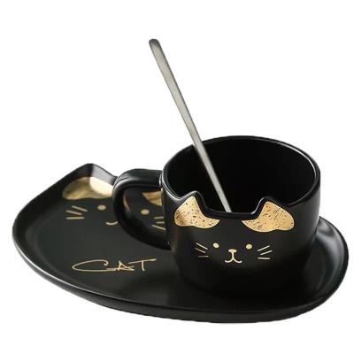 China Viable Ceramic Hot Sale Fashion Office Creative Ceramic Coffee Cup And Saucer With Spoon for sale