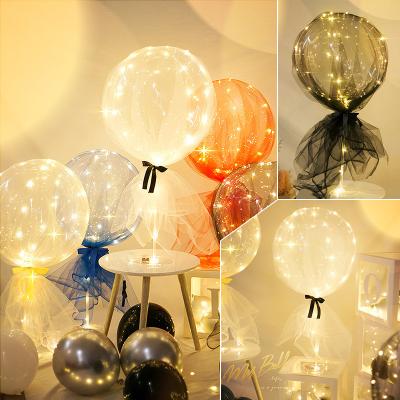 China Net floating the PVC birthday party decoration balloon room proposal stage layout gauze ball table romantic wedding for sale