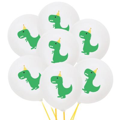 China Holiday Decoration Dropshipping Custom Hot Sale Wholesale 12 Inch Cartoon Dinosaur Latex Round Balloon For Kids Play for sale