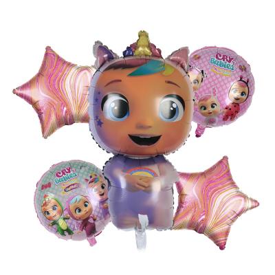 China Party Decor/Gifts 5 Pcs Cry Character Dreamy Cry Babies Imagination Foil Balloon Round Foil Balloon for sale