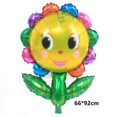 China Wholesale Small Pillar Movie Balloon Wedding Festival Decoration Party Decor/Birthday Party Favors Balloons Cartoon Smiling Sunflower Aluminum Foil Balloon for sale