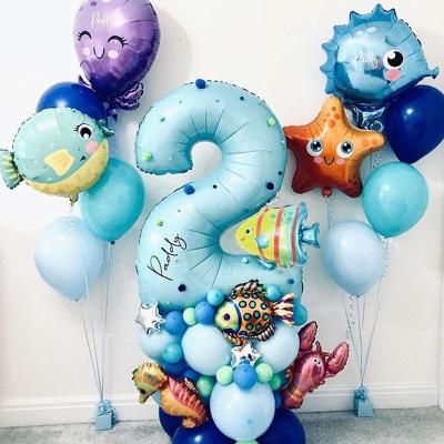 China Tropical Animal Shark Octopus Seahorse Fish Lobster Foil Balloons Birthday Party Decor/Sea Ocean Helium Balloons New Arrivals Gifts for sale