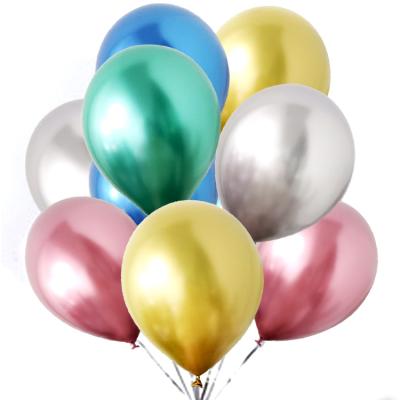 China Dropshipping Festival Decoration Balloons Wholesale 12inch Shiny Metal Bead Latex Balloons Chrome Colors Thick Metallic Helium Air Globos Balls for sale