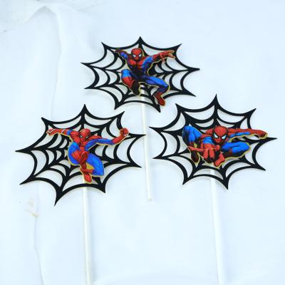 China Cobwebs Spider Superhero Party Theme Happy Birthday Paper Cake Topper Boys Kids Favors Party Supplies Cake Decoration for sale