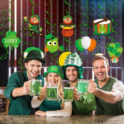 China New St. Patrick's Day Party Running Holiday Decoration Set Clover Spiral Pendant Lucky Banners Pull Flowers Ornaments for sale