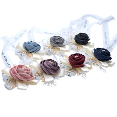 China Decorative Bridal Wedding Decor Style Bridal Bouquets Flower Hand Bead Wrist Corsage for sale