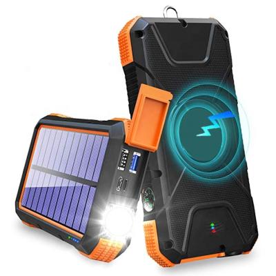 China Sloar Panel Charging Phone Charger Power Bank 10000mah 20000mah Waterproof Portable Wireless Solar Power Bank 30000mah for sale