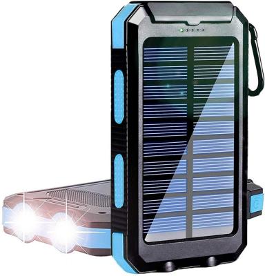 China 10000 Mah Solar Power Bank Outdoor Power Charging Panel Sloar Panel Portable Waterproof Solar Charger Charging Mobile Phone for sale