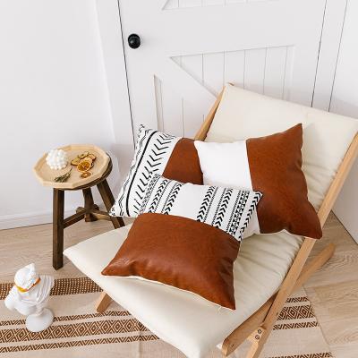 China New Anti-static Nordic Tile Printed Leather Cotton Fabric Decorative Boho Tile Home Decor Pillows Case 45*45 for sale