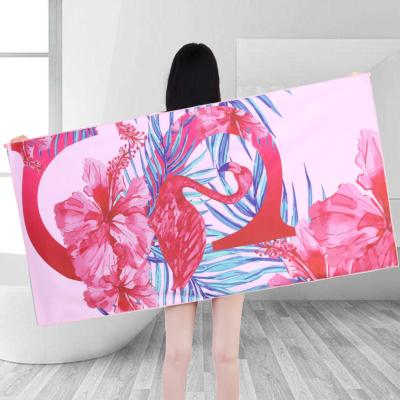 China Viable Wholesale Luxury Pink Beach Towels Comfort Microfiber Sublimation Printing Summer Beach Towels for sale