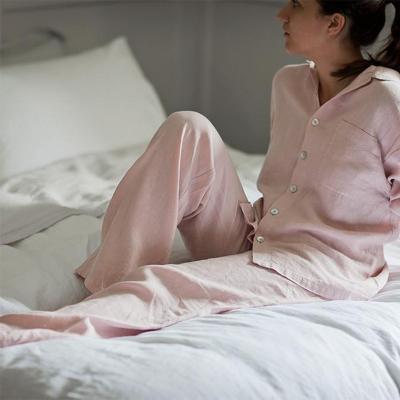 China New Design QUICK DRY Turn Down Collar Cotton Spring Set Canvas Pajamas And Mens Causal Women Summer Pajamas for sale