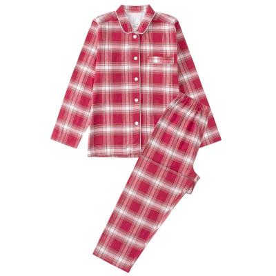 China Wholesale High Quality Breathable Mens Ladies 2xl Plus Size Long Sleeve Plaid Printing 100% Cotton Homewear Pajamas for sale