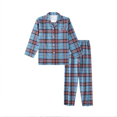 China Autumn Spring Sleepwear 100% High Quality Long Sleeve Lovely Cotton Plaid Breathable Soft Home Clothes for sale