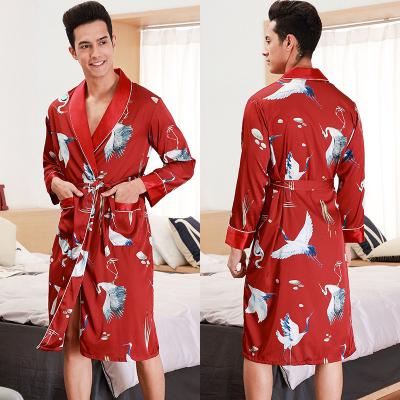 China Amazon Sale Ice Hot Mens Nightgown Kimono Bathrobe Home Wear Breathable Men's Long Sleeved Pajamas for sale