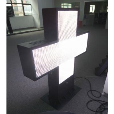 China P10 Outdoor High Brightness Large Pharmacy Cross Simple Led Screen Green Color for sale