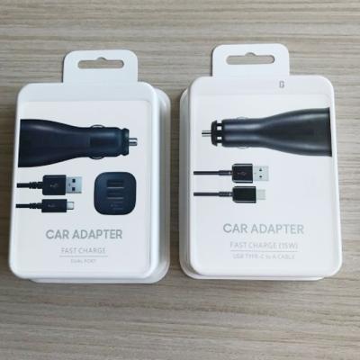 China 2in1 Type C Funicular Fast Car Mobile Phone Retail Package Dual Port Charger For Samsung S8/S9 Travel Adapters Kit for sale