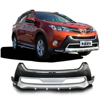 China ABS Fit For Toyota RAV4 RAV-4 2013-2015 Front+ Rear Bumper Diffuser Lip Protector Guard Skid Plate ABS Chrome Finish 2PES for sale