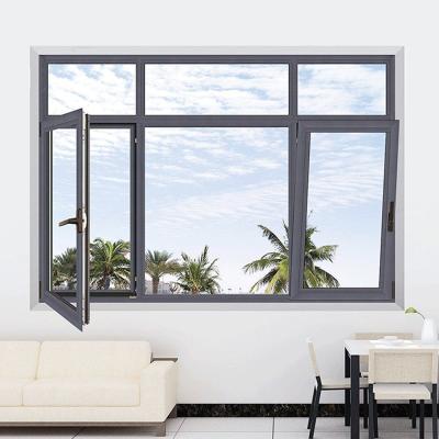 China Swing Aluminum Alloy Stained Glass For Resident Black Thermal Windows Cutoff Arch Aluminum Bay Window for sale