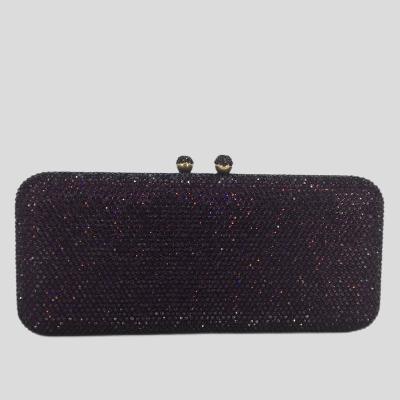 China Women Purple Crystal Box Clutch Long Evening Metal Bags Bridal Wedding Party Dinner Rhinestone Handbag Purse for sale