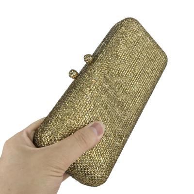 China Rhinestone GLOD Metal Ladies Clutch Bag Long Evening Clutches Bridal Purse Wedding Party Dinner Purse Rhinestone for sale