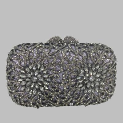 China Metal Flower Clutch Women Crystal Evening Bags Party Dinner Rhinestone Handbags Wedding Bridal Purses Bag for sale