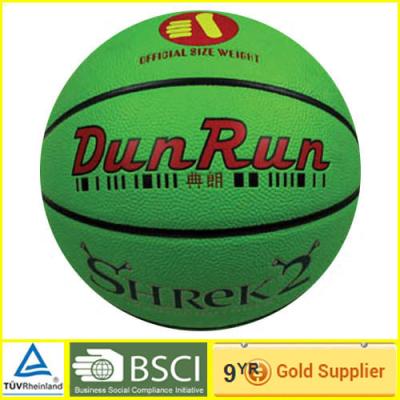 China Customized Green Laminated Basketball with synthetic leather 7# for kids for sale