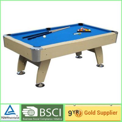 China Antique billiard tables 18mm MDF with 2 pcs plastic wheels / blue billiard cloth for sale