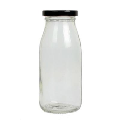 China Eco-freindly 250ml twist off milk juice bubble tea glass top bottle with cap supplier for sale