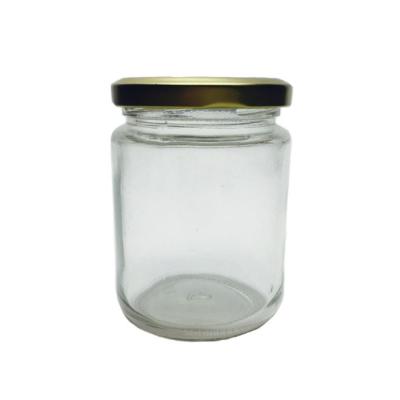 China Clear Eco-freindly 350ml 12oz Clear Round Empty Jam Salad Sauce Food Glass Canning Canister With Lid for sale