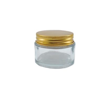 China Wholesale 20g Eye Cream Clear Cosmetic Glass Jar Container Packaging For Eye Cream With Gold Cap for sale