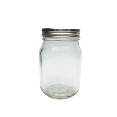 China 500ml 0.5liter 500cc Clear Food Honey Coconut Oil Cheese Empty Canning Glass Mason Jar With Screw Lid for sale