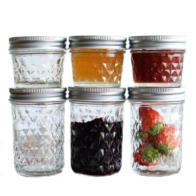 China Wholesale 4oz 8oz 100ml 250ml Clear Jam Jelly Jelly Caviar Food Storage Glass Stocked Canning Mason Jar With Lid for sale