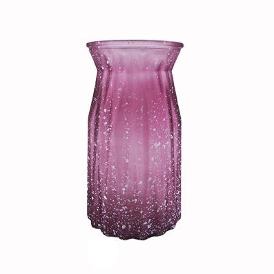 China Popular Cheap Purple Color Flower Matte Stocked Glass Vase For Home Decoration for sale