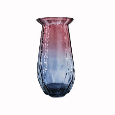 China Bulk Purple Colorful Tall Home Decoration Flower Vase Stocked Glass Bottle for sale