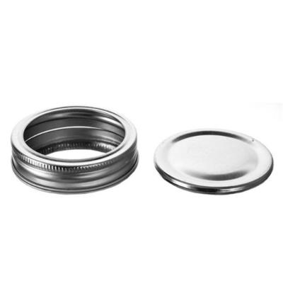 China Non Spill 70mm Sliver Color 2pieces Metal Screw Lid Mason Jar Lid For Canning for sale