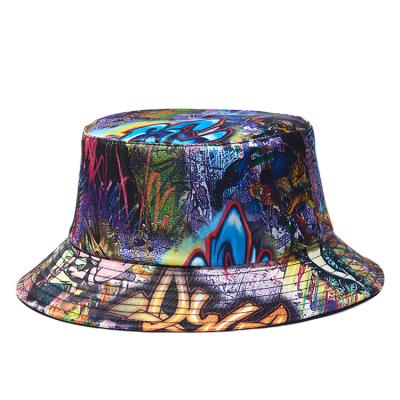 China Couturier COMMON Reversible Custom Logo Allover Printed and Embroidered Fisherman Cotton Bucket Hat for sale